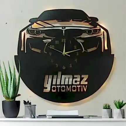 BMW İsimli Işıklı Dekoratif Duvar Saati