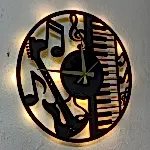 Müzik temalı LED ışıklı dekoratif duvar saati