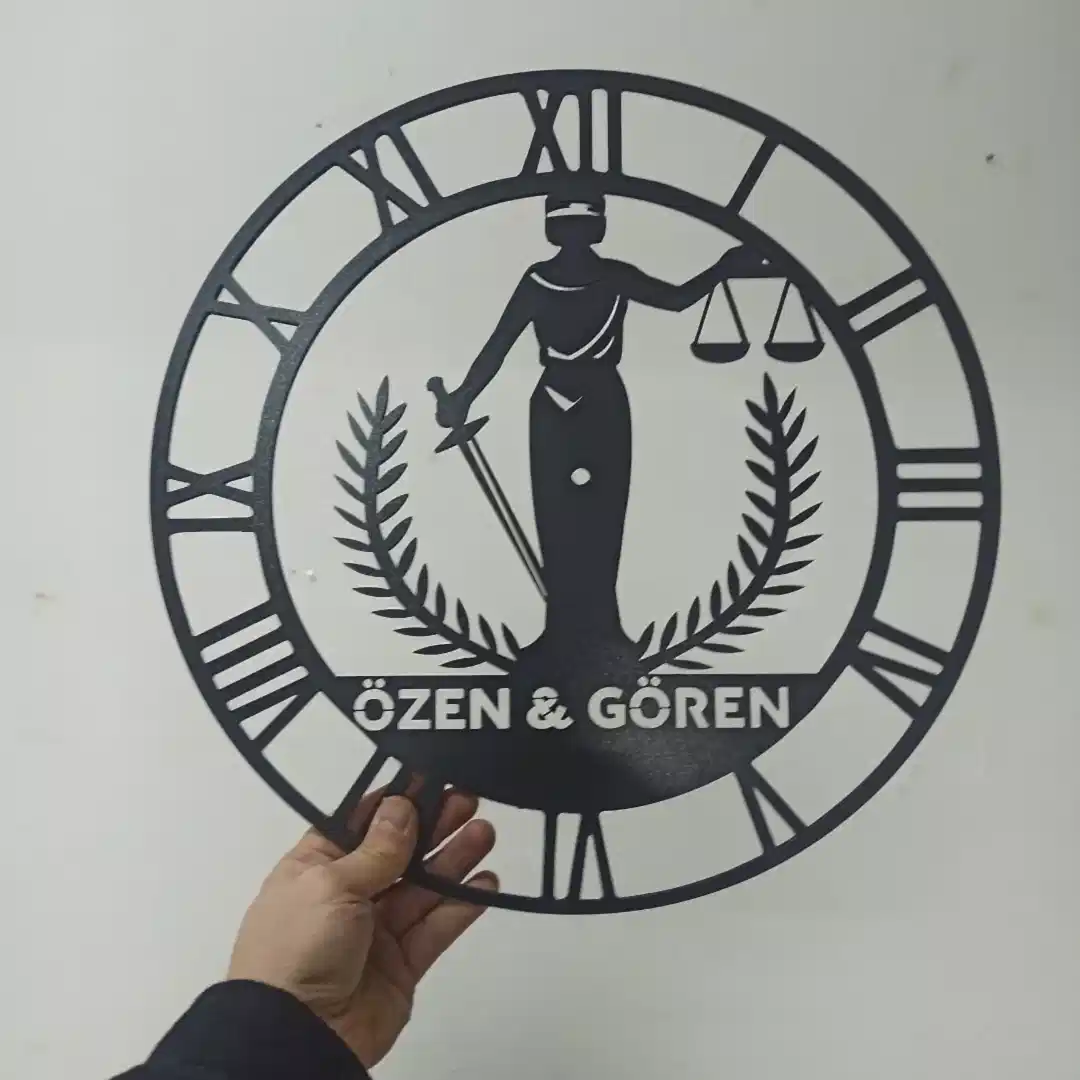 Avukatlara İsim Yazılabilir Işıklı Modern Ofis Duvar Saati - Görsel 4