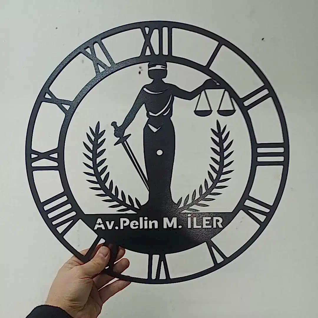 Avukatlara İsim Yazılabilir Işıklı Modern Ofis Duvar Saati - Görsel 5