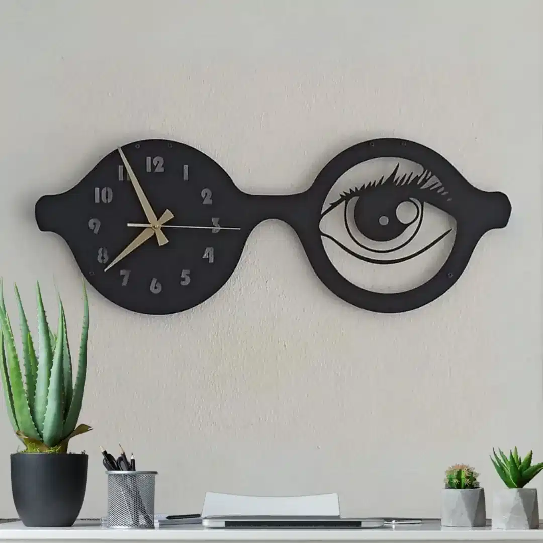 adsiz-tasarim-2024-12-08t145904-441 Optikçilere Özel Gözlük Tasarımlı Modern Optik Duvar Saati - Görsel 1
