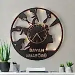 Bayan Kuaförlerine İsim Yazılabilir Şık Işıklı Kuaför Duvar Saati