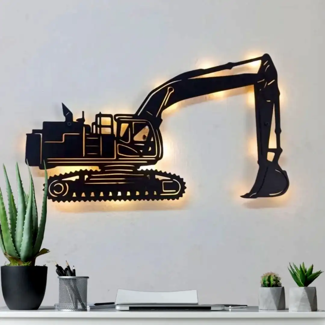 adsiz-tasarim-2024-12-08t160221-920 Ekskavatör Tasarımlı LED Işıklı Modern Şantiye Ofis Duvar Tablosu - Görsel 1