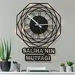 Sekizgen tasarımlı isme özel LED ışıklı dekoratif duvar saati