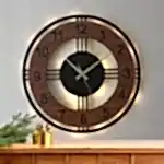 Ahşap Desenli LED Işıklı Modern Şık Ev Duvar Saati