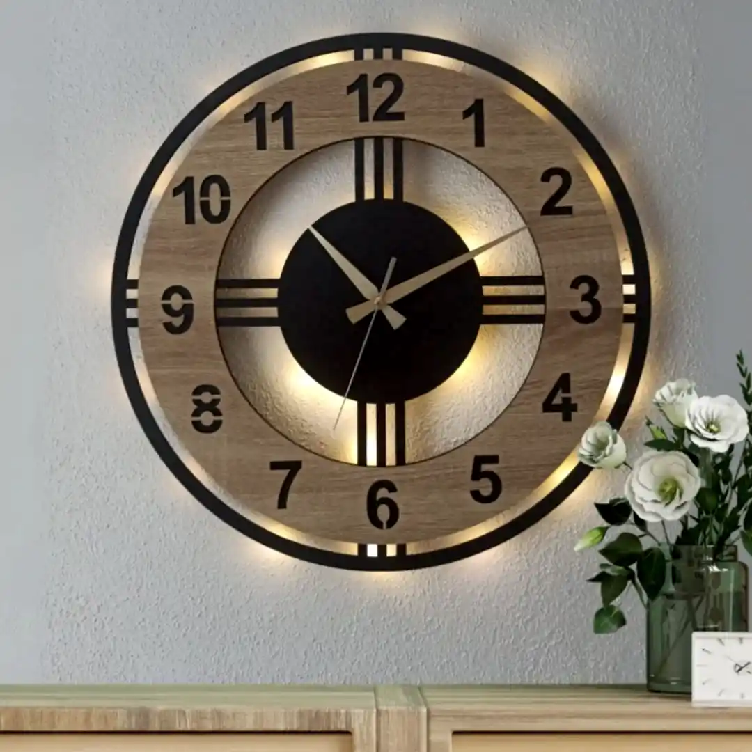 adsiz-tasarim-2025-05-03t132836-853 Modern Sonoma LED Işıklı Şık Dekoratif Ev Duvar Saati - Görsel 1