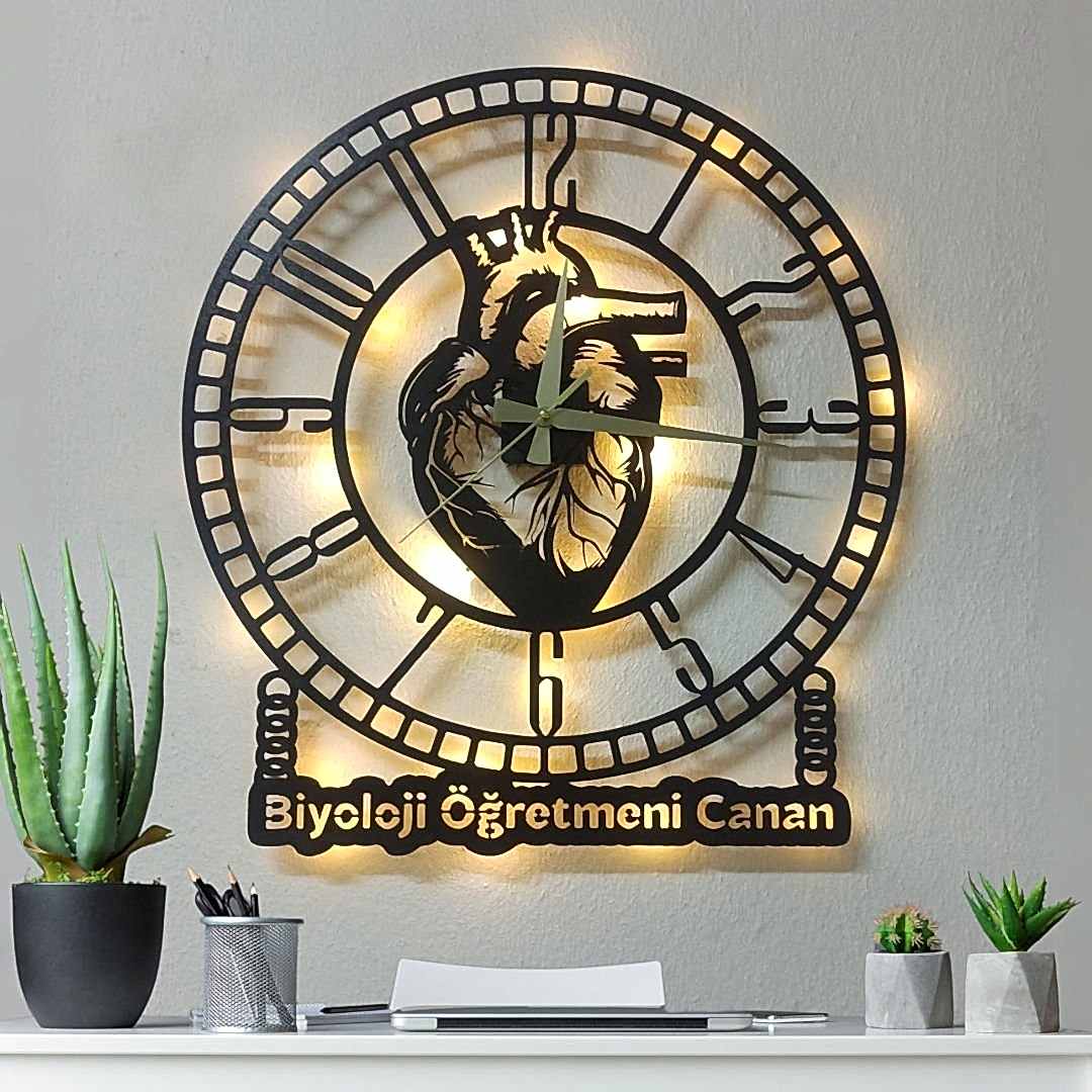 adsiz-tasarim-2025-05-05t214738-627 Biyoloji Öğretmenine İsim Yazılabilir Kalp Tasarımlı Duvar Saati - Görsel 1