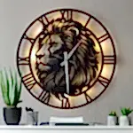 Aslan Tasarımlı LED Işıklı Modern Şık Ev Duvar Saati