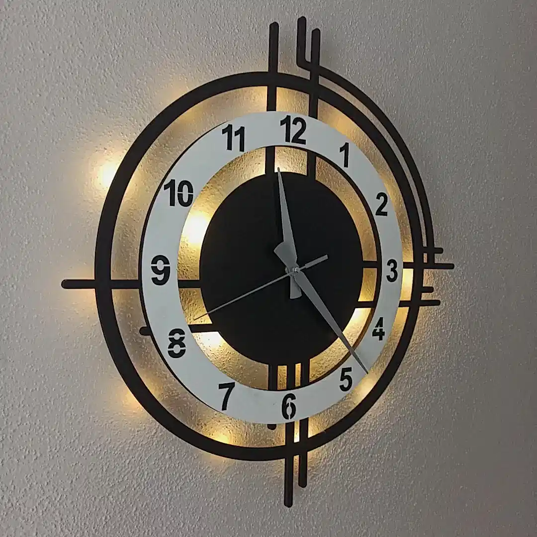 Beyaz Çember Tasarımlı LED Işıklı Modern Şık Ev Duvar Saati - Görsel 3