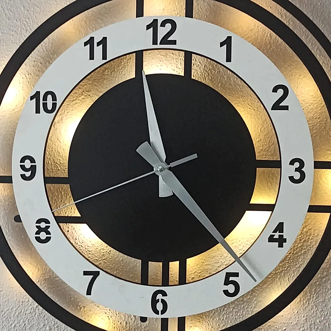 Beyaz Çember Tasarımlı LED Işıklı Modern Şık Ev Duvar Saati - Görsel 7
