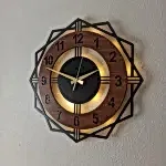 Ceviz Renkli Geometrik LED Işıklı Modern Şık Ev Duvar Saati - Görsel 3