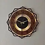 Ceviz Renkli Geometrik LED Işıklı Modern Şık Ev Duvar Saati - Görsel 5