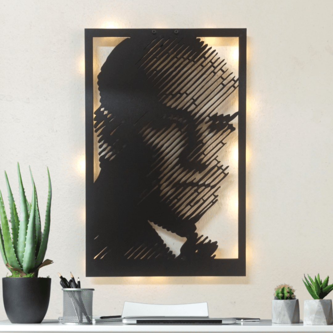 ataturk-isikli-duvar-sanati Atatürk Silüet Tasarımlı Işıklı Estetik Ofis Duvar Tablosu - Görsel 1