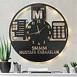 Mali Müşavir Tasarımlı İsim Yazılan Işıklı Ofis Duvar Saati