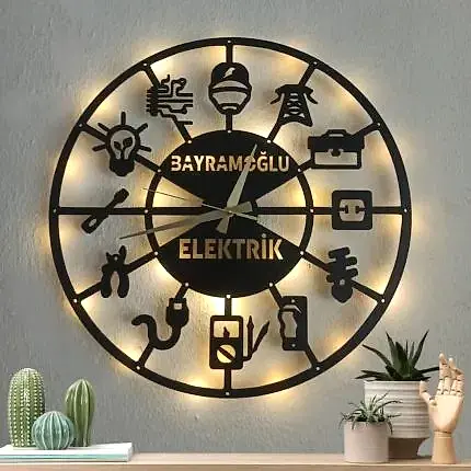 Elektrikçiler ve elektrik firmalarına özel dekoratif duvar saati