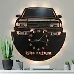 Tofaş temalı LED ışıklı isim yazılabilir dekoratif duvar saati tasarımı