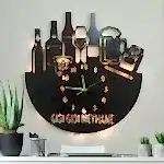 Meyhane temalı LED ışıklı dekoratif duvar saati