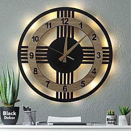 Sonoma renkli 40 cm ışıklı modern dekoratif ev duvar saati