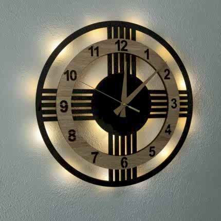 Sonoma renkli 40 cm ışıklı modern dekoratif ev duvar saati