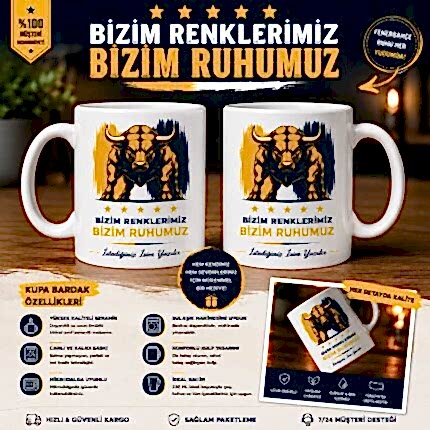 Fenerbahçe boğa temalı kişiye özel isimli seramik kupa bardak
