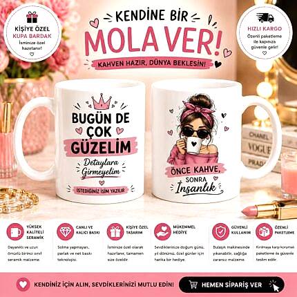 Kadınlara özel kişiye özel isimli seramik kupa bardak