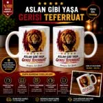 Galatasaray aslan temalı kişiye özel isimli seramik kupa bardak